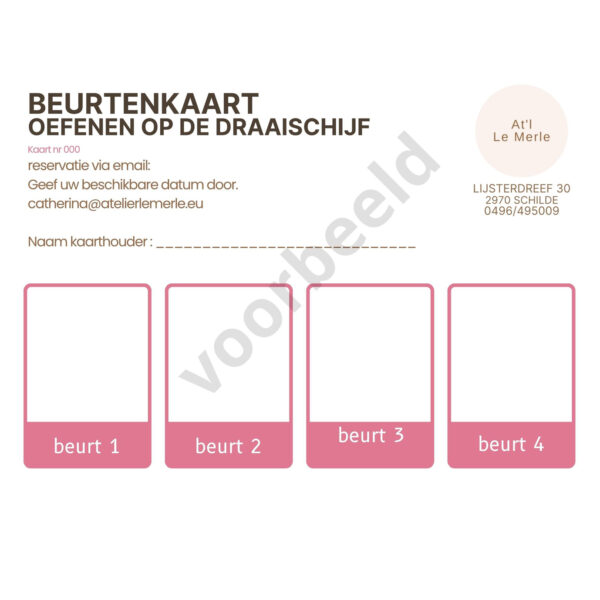 Beurten kaart - oefenen op de draaischijf